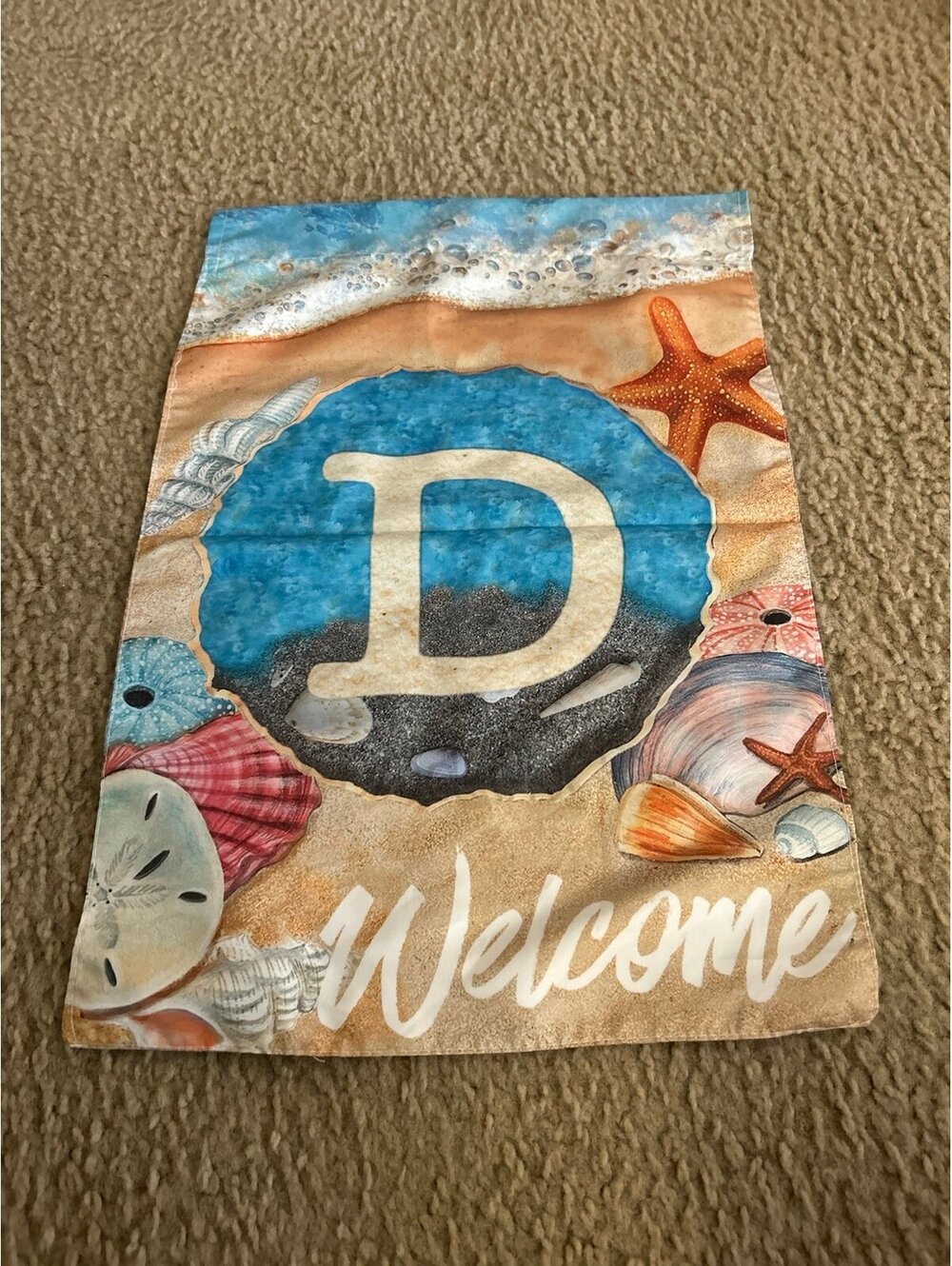 C430 garden flag d letter welcome beach themed